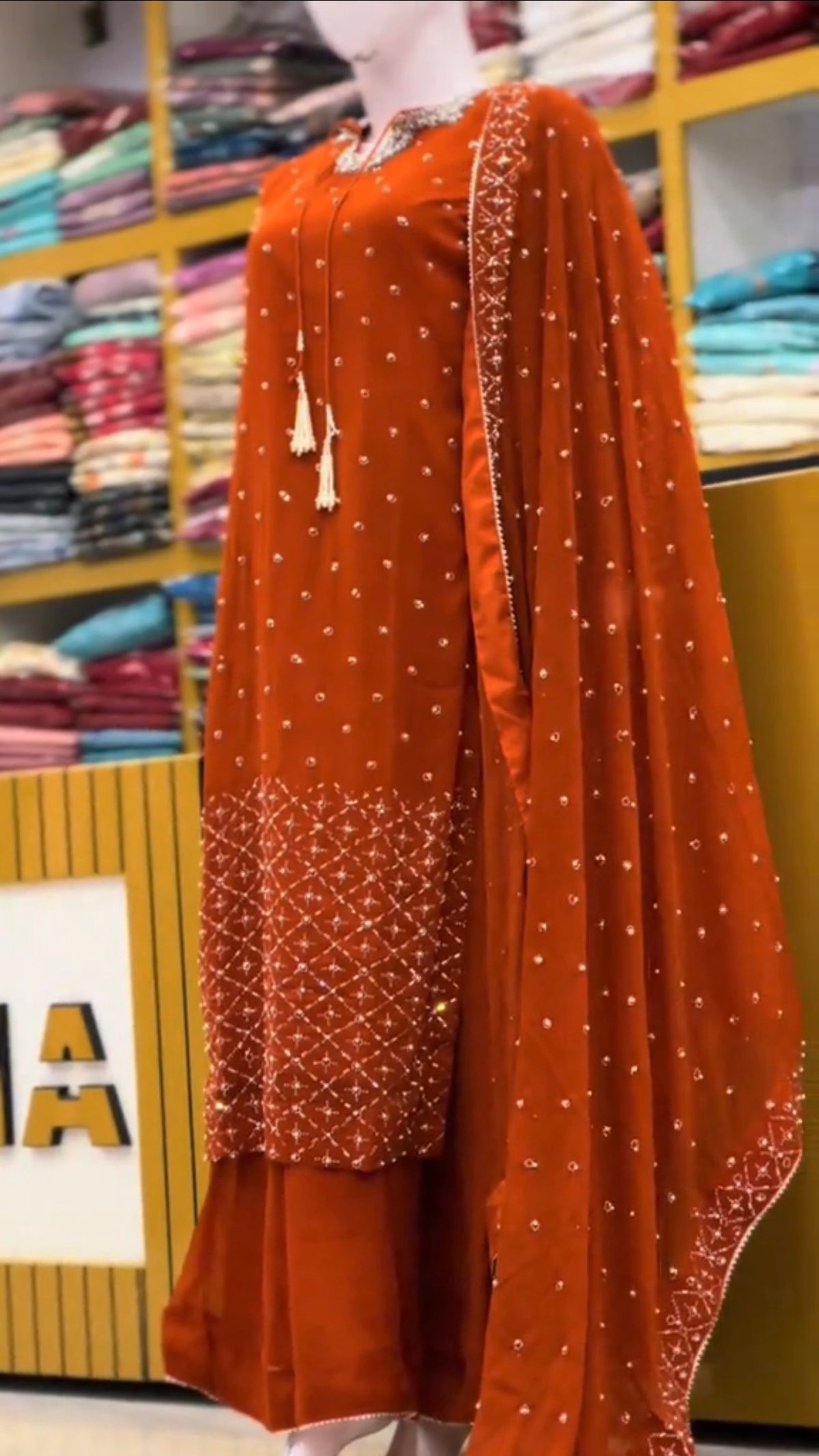 Rust Orange Embroidered 3-Piece Suit ✨