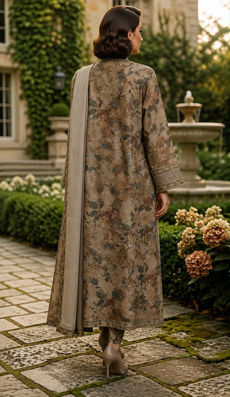 Printed Lawn 3-Piece Suit with Chiffon Dupatta
